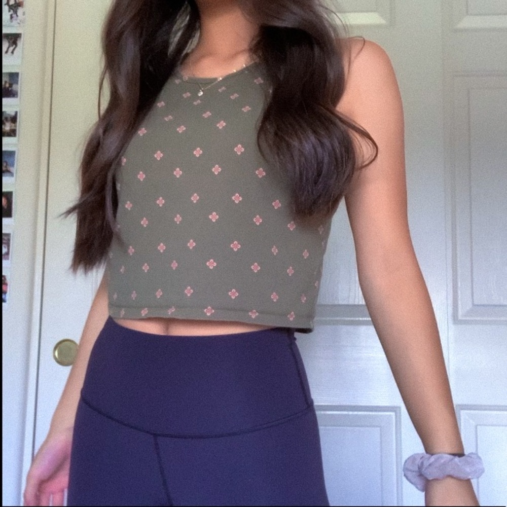 Army green crop top